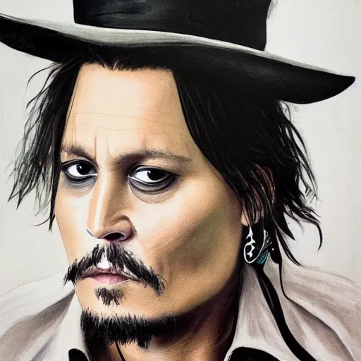 Prompt: Johnny Depp, self portrait