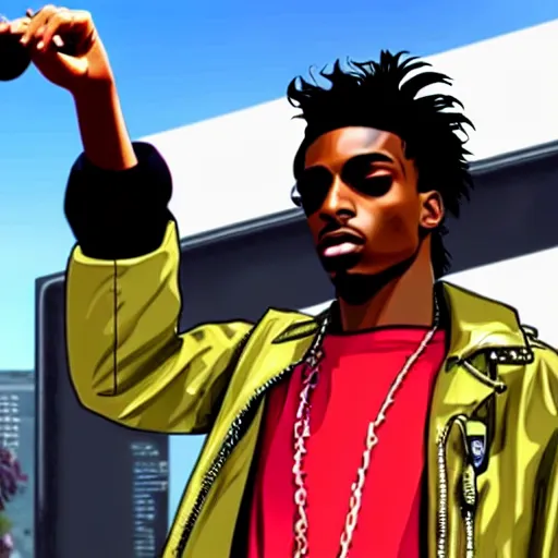 Prompt: playboi carti in a gta loading screen