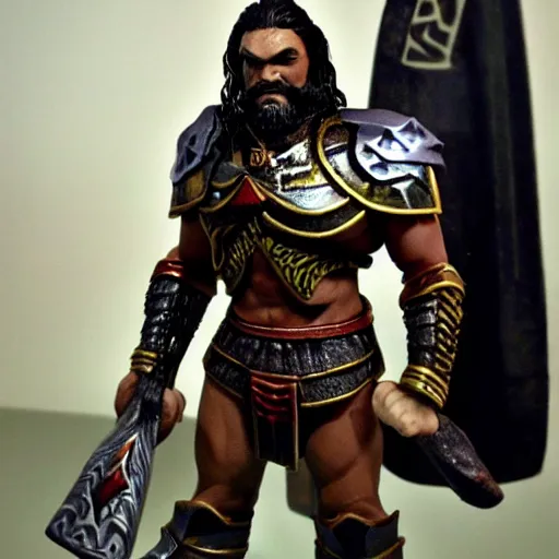 Prompt: jason momoa as jaghatai khan, 4 0 k, warhammer, 4 0 0 0 0 0, grimdark, stern, frowning, full body shot