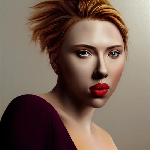 Image similar to portrait of scarlet johansson, highly detailed, centered, solid color background, digital painting