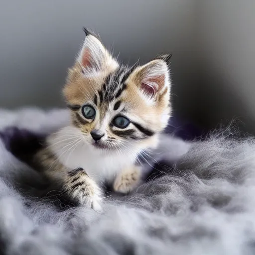 Image similar to photo of a kitten made of a ball of yarn