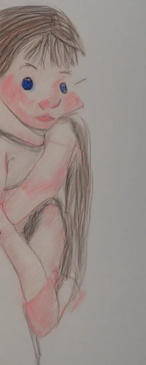 Prompt: sadness, crude crayon drawing by a child