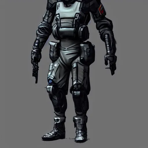 Image similar to full body view, futuristic dystopian regime soldier, plasma gun, artstation