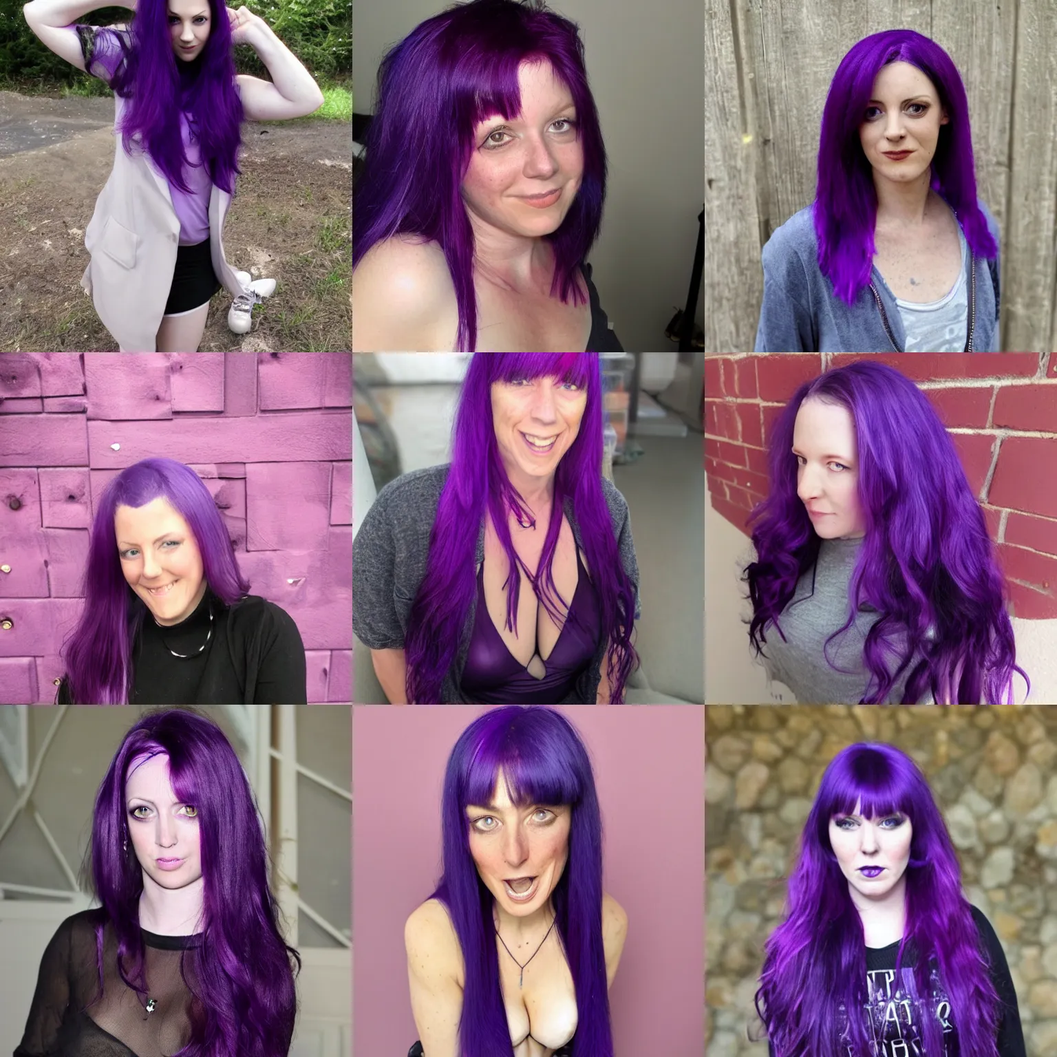 Prompt: samara morgan with purple hair