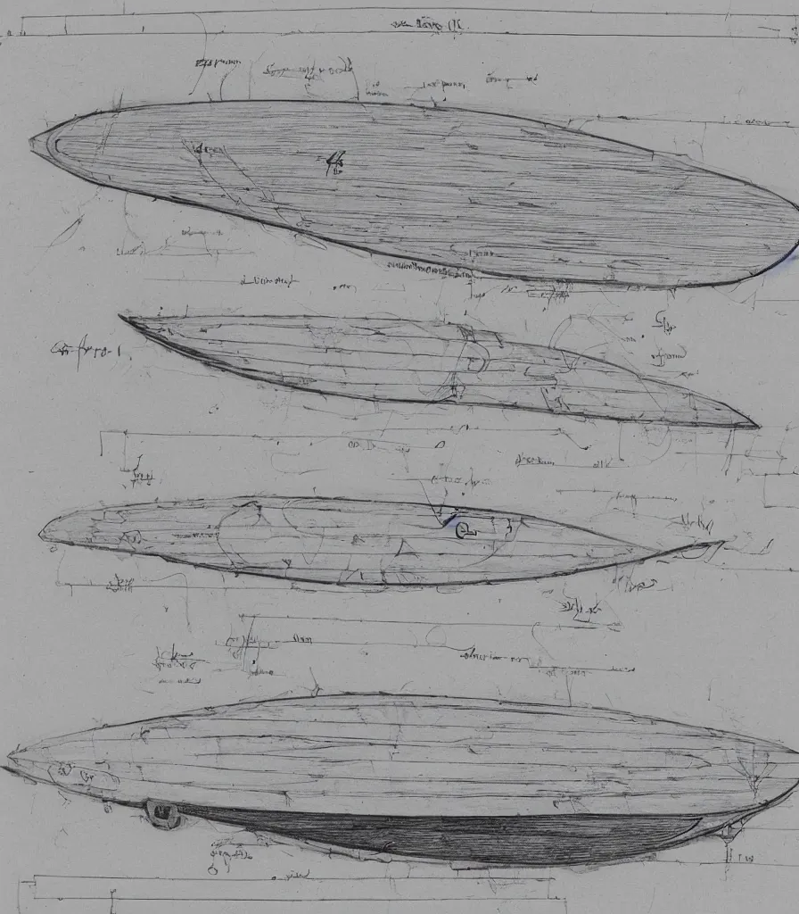 Image similar to blueprint sketch of a beautiful surfboard painted by leonardo da vinci, technical sketch, high detail, charocal drawing, firewire gofish, pukas surfboards, channel island surfboards