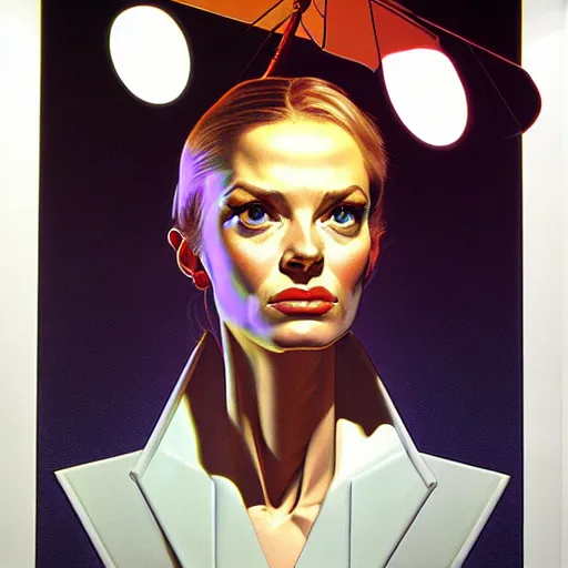 Image similar to medium portrait soft light, by syd mead and bernie wrightson, inspired by mars attacks, sharp high detail,