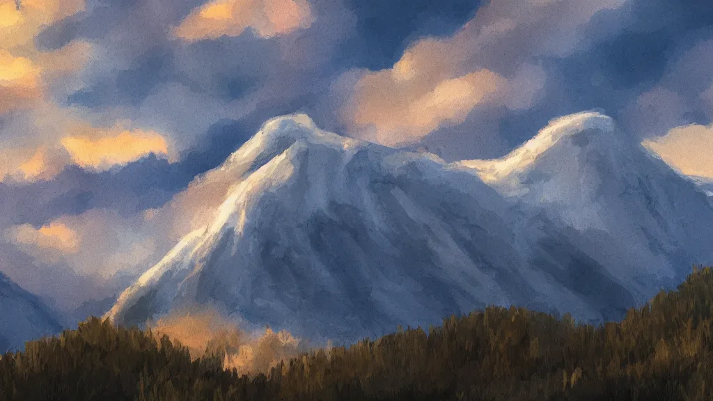 Prompt: digital painting of a mountain made out of pillows, realistic, warm lighting