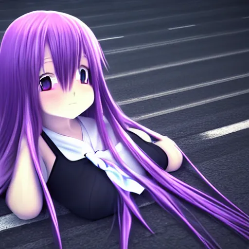 3d Rendering Anime Teenager Girl Purple Stock Illustration 1833439696