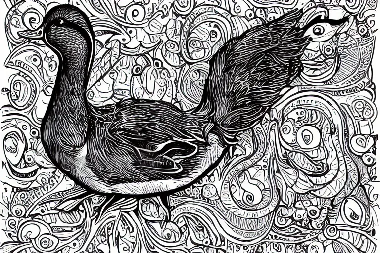 Image similar to a vector illustration of a smoking duck in lowbrow art style, highly detailed, elegant, intricate