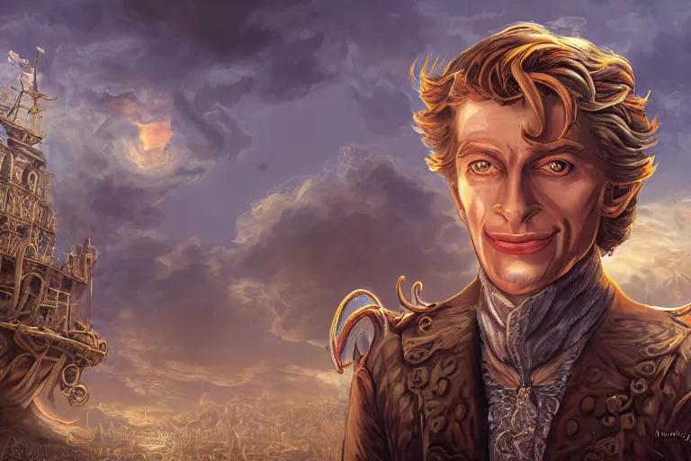 Image similar to Guybrush Threepwood, cute, fantasy, intricate, elegant, highly detailed, digital painting, 4k, HDR, concept art, smooth, sharp focus, illustration, art by H R Giger