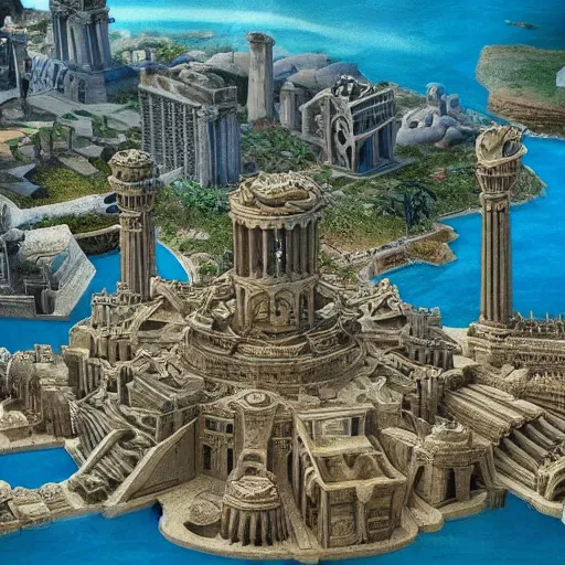 Image similar to a beautiful epic photo of the city of atlantis in its hay day, dslr, intricate detail, stunning