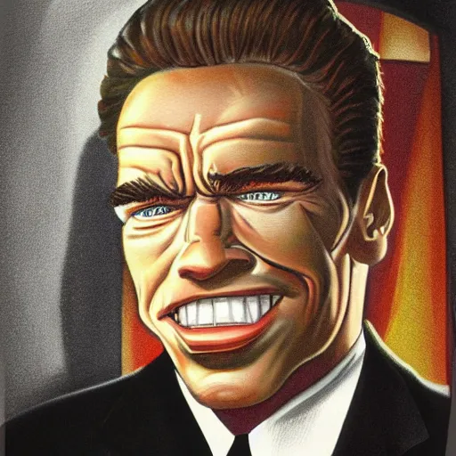 Image similar to portrait caricature of young arnold schwarzenegger