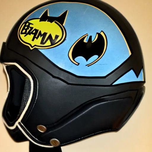 Image similar to batman inspired helmet with the jokers color palette and graffiti