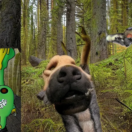 Prompt: homer simpson trail cam footage 8k hyper-realistic