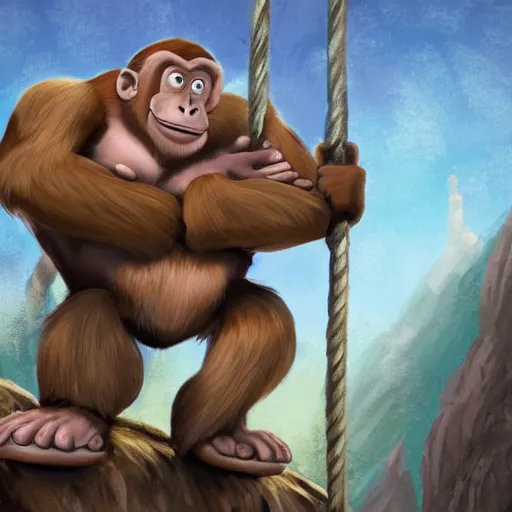 Image similar to crossfit monkeys, animated, fantasy, detailed, hq, disney style