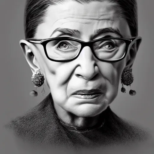 Image similar to amazing lifelike award winning pencil illustration of Ruth bader Ginsburg trending on art station artgerm Greg rutkowski cinematic