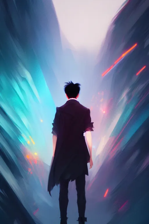 Prompt: a man looks like zhu yilong, blurred environment background, colorful magic effects, white skin, portrait, male, clothed, sharp focus, digital art, concept art, trending on artstation, dynamic lighting, by emylie boivin and rossdraws