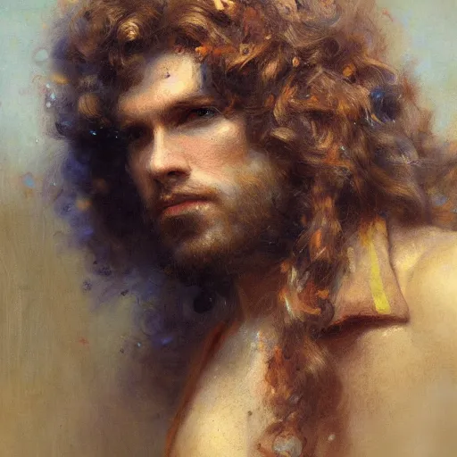 Prompt: A man with a perm, painting by Gaston Bussiere and Greg Rutkowski, trending on artstation, 4k, 8k