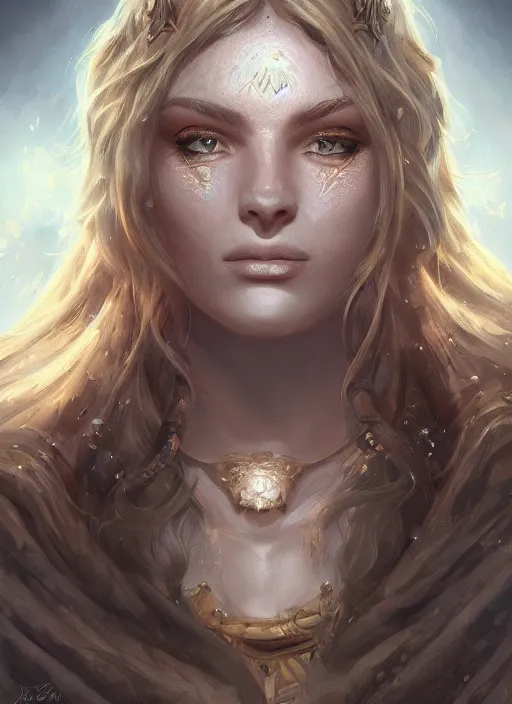 Image similar to highly detailed portrait of a beautiful celestial mage, dramatic light, artstation