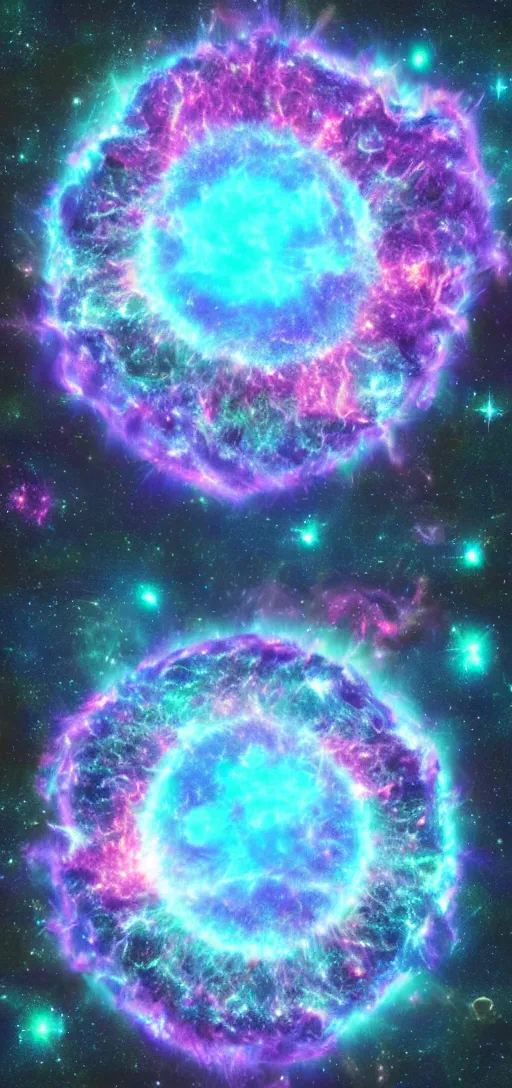 Image similar to a photo of the biggest supernova in the universe, digital art, vaporwave, super detailed