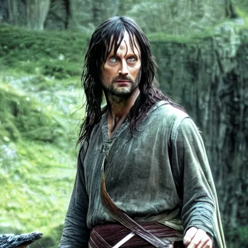 Image similar to Dwight as aragorn in Lord of the Rings, epic photo, 4k, action shot