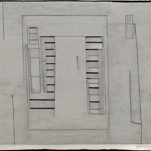 Prompt: architectural line etching by Ben Nicholson