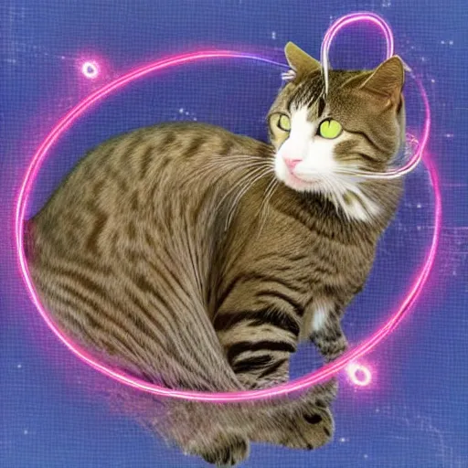 Image similar to strange attractor, but with cats in cyberspace, fantasy