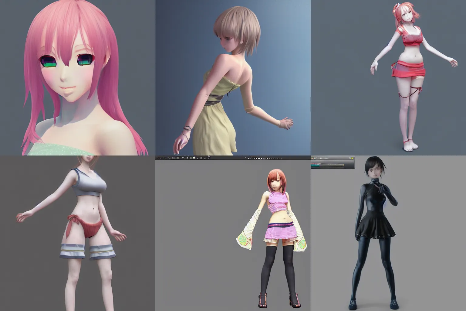 Prompt: procedural generated, anime girl posing for painting, substance designer, PBR, HD, Unreal Engine 5, Ultra 3D