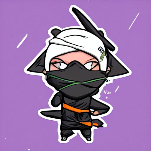 Image similar to ninja , digital art , sticker illustration