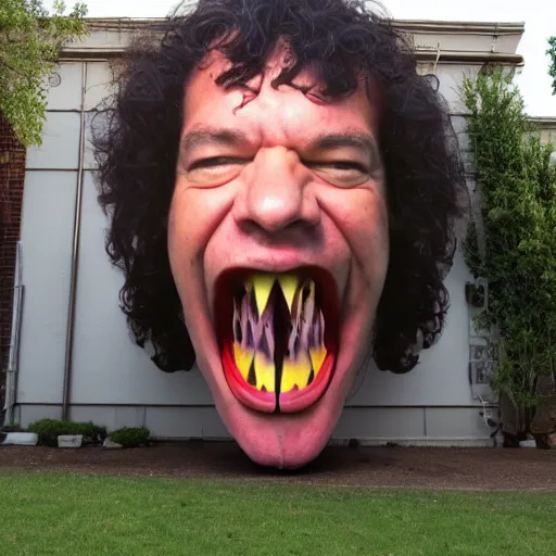 Image similar to dean ween guitar face, enormous mouth 1 meter in diameter