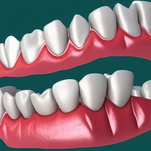 Image similar to poorly rendered 3 d set of teeth