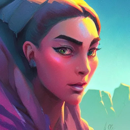 Image similar to profile portrait, maya ali mage, gloomhaven, dynamic lighting, gaudy colors, octane render aesthetic, matte painting concept art, official fanart behance hd artstation by jesper ejsing, by rhads and makoto shinkai and lois van baarle and ilya kuvshinov and rossdraws