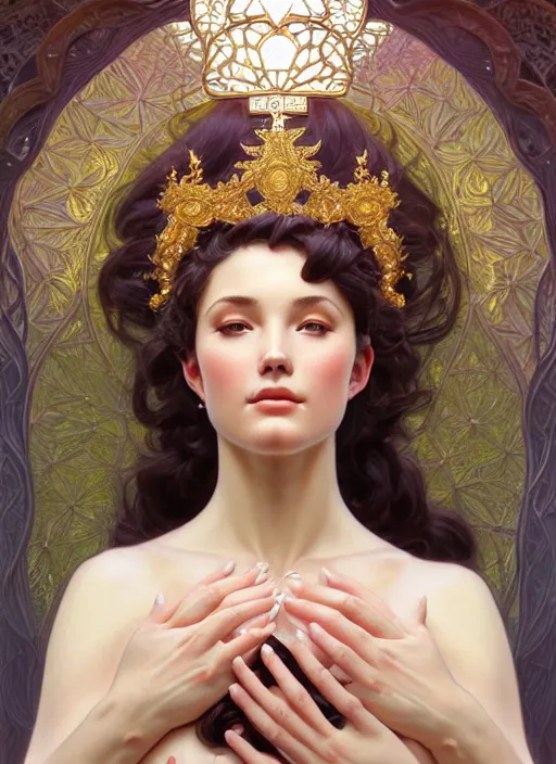 Image similar to perfectly detailed goddess queen of magnolias!! blessed by nature with ever - increasing physical mental perfection, symmetrical! intricate, sensual features, highly detailed, biblical divine holy perfection!! digital painting, artstation, concept art, smooth, sharp focus, illustration, art by artgerm and greg rutkowski and alphonse mucha