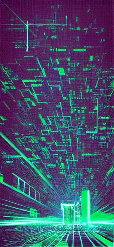 Image similar to “ city of lasers, digital art ”