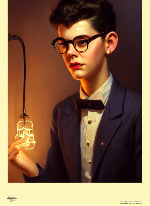 Image similar to portrait of young dilton doiley, 1 9 5 0 s, intricate, elegant, glowing lights, highly detailed, digital painting, artstation, concept art, smooth, sharp focus, illustration, art by wlop, mars ravelo and greg rutkowski