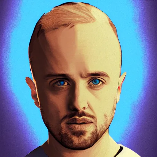 Image similar to jesse pinkman's head coming out of a blue mist, trending on artstation, profile pic, centered, accurate anatomy, highly detailed, digital art,