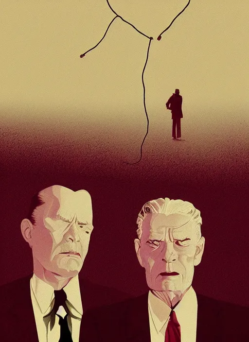 Prompt: Twin Peaks movie poster artwork by Michael Whelan and Tomer Hanuka, Rendering the spirits travel via electricity, from a scene from Twin Peaks, clean, full of detail, Matte painting, trending on artstation and unreal engine