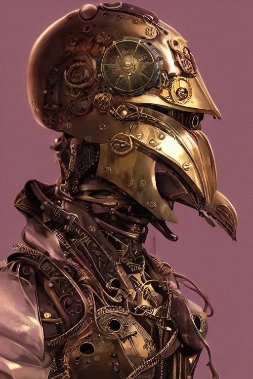 Image similar to steampunk helmet fantasy art mask robot ninja stylized digital illustration sharp focus, elegant intricate digital painting artstation concept art global illumination ray tracing advanced technology chaykin howard and campionpascale and cooke darwyn and davis jack