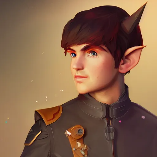 Image similar to Portrait of Josh Brolyn as a male elf ranger, pointy ears, brown long hair, no beard, inquisitive look, perfect facial symettry, mattepainting concept Blizzard pixar maya engine on stylized background splash comics global illumination lighting artstation lois van baarle, ilya kuvshinov, rossdraws