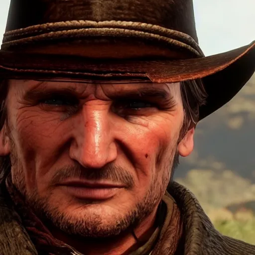 Prompt: Liam Neeson in Red Dead Redemption 2, 4k HDR