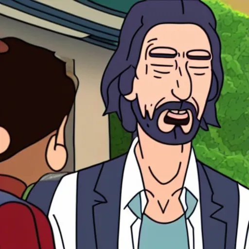 Image similar to Keanu reeves In Rick and Morty 4K detailed super realistic