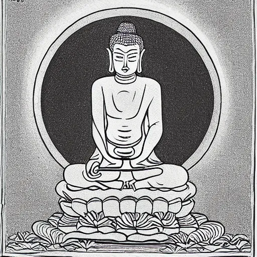 Image similar to an illustration of the buddha by jean - jacques sempe,