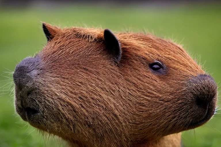 Prompt: a portrait of a capybara smoking a cigar