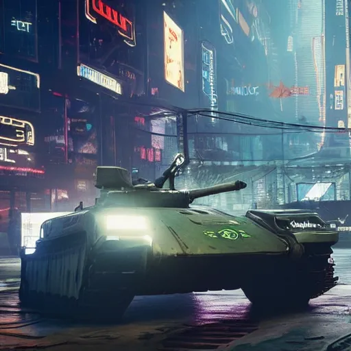 Prompt: maus tank in cyberpunk 2077