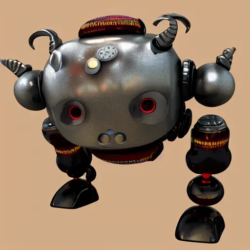 Prompt: Highly detailed cute anime stumpy robot with two horns, digital art, 3D render, 8k