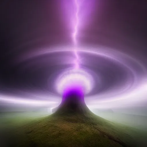 Image similar to amazing photo of a purple tornado in the shape of a funnel by marc adamus, digital art, beautiful dramatic lighting