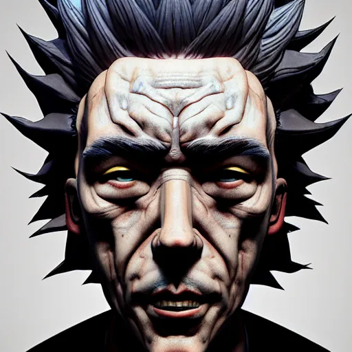 Prompt: 3 0 0 0 rick sanchez portrait dramatic light by james jean and katsuhiro otomo and erik jones and mc escher, inspired by attack of titans anime, smooth face feature, intricate high details, sharp, ultradetailed, 3 d octane render