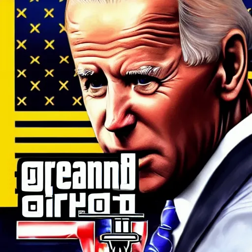 Image similar to Joe Biden on the cover of the Grand Theft Auto