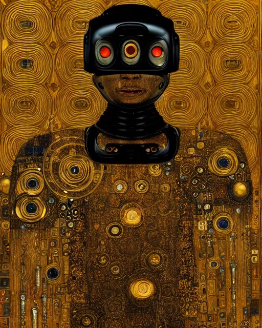 A Robot in of style Tim Burton and Gustav Klimt