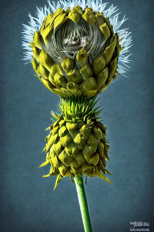 Prompt: a artichoke thistle dandelion monster, highly detailed, digital art, sharp focus, trending on art station